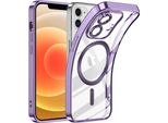 Custodia Per Iphone 12 Magnetic Ultra Thin Transparent Case Con Magsafe E Camera Cover Viola