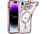 Custodia Per Iphone 15 Pro Max Magnetic Ultra Thin Transparent Case Con Magsafe E Camera Cover Rosa
