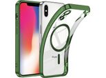 Custodia Per Iphone X / Iphone Xs Magnetic Ultra Thin Transparent Case Con Magsafe E Camera Cover Verde