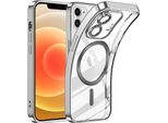 Custodia Per Iphone 12 Magnetic Ultra Thin Transparent Case Con Magsafe E Camera Cover Argento
