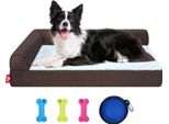 Letto Per Cani Di Piccola Taglia, Letto Ortopedico Per Cani Con Memory Foam, Cestino Lavabile Per Cani, Marrone Scuro, 76X51X18Cm