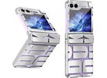 Custodia Per Samsung Galaxy Z Flip 5, Custodia Galvanizzata Trasparente Con Protezione Della Cerniera Argento