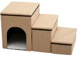 Scala Per Animali Domestici, Scala Pieghevole Per Cani, Comoda E Resistente, Scala Dal Design 3 In 1 Con Spazio Di Archiviazione E Casetta Per Animali Domestici, Scala Per Animali Domestici A 3 Gradini, Rampa Antiscivolo Per Cani, Cachi