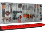 Parete Attrezzi 156X72 Cm Sistema Di Stoccaggio In Metallo Con Portautensili Ganci Per Attrezzi E 15 Scatole Di Impilamento 100 X 150 X 70 Mm Colore: Rosso Pannello Forato Officina Garage Pioliera Utensili Elettrici Parete Forata