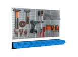 Parete Portautensili 117X72Cm Sistema Di Stoccaggio In Metallo Con Ganci Portautensili E 9 Scatole Impilabili Parete Forata Blu Per Garage Utensili Elettrici