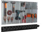 Parete Degli Attrezzi 117X72 Cm Sistema Di Stoccaggio In Metallo Con Portautensili Ganci Per Attrezzi 13 Scatole Impilabili Nere Garage A Pioli Utensili Elettrici Parete Forata