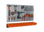 Parete Degli Attrezzi 117X72Cm Sistema Di Stoccaggio In Metallo Porta Attrezzi Ganci Per Attrezzi E 9 Scatole Impilabili Arancione Garage Pegboard Utensili Elettrici Parete Forata