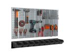 Parete Degli Attrezzi 117X72Cm Sistema Di Stoccaggio In Metallo Con Portautensili Ganci Per Utensili 9 Scatole Impilabili Nero Officina Garage Bacheca Utensili Elettrici Parete Forata