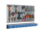 Parete Degli Attrezzi 117X72Cm Sistema Di Stoccaggio In Metallo Portautensili Ganci Per Attrezzi 9 Scatole Impilabili Blu Bacheca Garage Bacheca Attrezzi Elettrici Bacheca