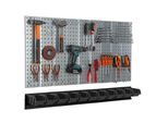Parete Degli Attrezzi 117X72 Cm Sistema Di Stoccaggio In Metallo Con Portautensili Ganci Per Attrezzi 11 Scatole Impilabili Nere Garage A Pioli Utensili Elettrici Parete Forata