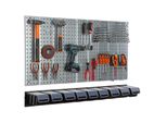 Parete Portautensili 117X72Cm Sistema Di Stoccaggio In Metallo Con Portautensili Ganci Portautensili 9 Scatole Impilabili Nero Pegboard Officina Garage Pegboard Utensili Elettrici Pegboard