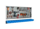 Parete Attrezzi 156X72 Cm Sistema Di Stoccaggio In Metallo Con Portautensili Ganci Per Attrezzi E 12 Scatole Di Impilamento 120 X 195 X 90 Mm Colore: Blu Tavola Forata Officina Garage Pioliera Utensili Elettrici Parete Forata