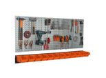 Parete Portautensili 156X72 Cm Sistema Di Stoccaggio In Metallo Con Portautensili Ganci Portautensili E 12 Scatole Impilabili 120 X 195 X 90 Mm Colore: Arancione Cartone Forato Officina Garage Pioliera Utensili Elettrici Parete Forata