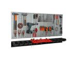 Parete Attrezzi 156X72 Cm Sistema Di Stoccaggio In Metallo Con Portautensili Ganci Per Attrezzi E 8 Scatole Di Impilamento 100 X 150 X 70 Mm Colore: Nero Pannello Forato Officina Garage Pioliera Utensili Elettrici Parete Forata