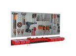 Parete Portautensili 156X72 Cm Sistema Di Stoccaggio In Metallo Con Portautensili Ganci Portautensili E 7 Scatole Di Impilamento 120 X 200 X 90 Mm Colore: Rosso Pannello Forato Officina Garage Pioliera Utensili Elettrici Parete Forata