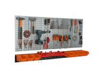 Parete Portautensili 156X72 Cm Sistema Di Stoccaggio In Metallo Con Portautensili Ganci Portautensili E 7 Scatole Impilabili 120 X 195 X 90 Mm Colore: Arancione Cartone Forato Officina Garage Pioliera Utensili Elettrici Parete Forata