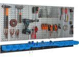 Parete Attrezzi 156X72 Cm Sistema Di Stoccaggio In Metallo Con Portautensili Ganci Per Attrezzi E 8 Scatole Di Impilamento 100 X 150 X 70 Mm Colore: Blu Cartone Forato Officina Garage Pioliera Utensili Elettrici Parete Forata
