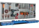 Parete Attrezzi 156X72 Cm Sistema Di Stoccaggio In Metallo Con Portautensili Ganci Per Attrezzi E 7 Scatole Di Impilamento 120 X 200 X 90 Mm Colore: Blu Pannello Forato Officina Garage Pioliera Utensili Elettrici Parete Forata
