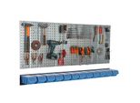 Parete Attrezzi 156X72 Cm Sistema Di Stoccaggio In Metallo Con Portautensili Ganci Per Attrezzi E 12 Scatole Di Impilamento 120 X 200 X 90 Mm Colore: Blu Cartone Forato Officina Garage Pioliera Utensili Elettrici Parete Forata