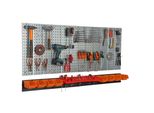 Parete Attrezzi 156X72 Cm Sistema Di Stoccaggio In Metallo Con Portautensili Ganci Per Attrezzi E 8 Scatole Di Impilamento 100 X 150 X 70 Mm Colore: Arancione Cartone Forato Officina Garage Pioliera Utensili Elettrici Parete Forata