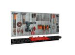 Parete Portautensili 156X72 Cm Sistema Di Stoccaggio In Metallo Con Portautensili Ganci Portautensili E 10 Scatole Di Impilamento 80 X 115 X 60 Mm Colore: Nero Pannello Forato Officina Garage Pioliera Utensili Elettrici Parete Forata