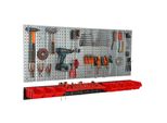 Parete Attrezzi 156X72 Cm Sistema Di Stoccaggio In Metallo Con Portautensili Ganci Per Attrezzi E 7 Scatole Di Impilamento 120 X 195 X 90 Mm Colore: Rosso Pannello Forato Officina Garage Pioliera Utensili Elettrici Parete Forata