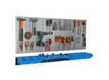 Parete Portautensili 156X72 Cm Sistema Di Stoccaggio In Metallo Con Portautensili Ganci Portautensili E 7 Scatole Di Impilamento 120 X 195 X 90 Mm Colore: Blu Pannello Forato Officina Garage Pioliera Utensili Elettrici Parete Forata