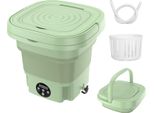 Lavasciuga Portatile 8L Mini Lavatrice Da Viaggio Pieghevole Con Funzione Di Disinfezione Per Appartamenti, Dormitori, Campeggi, Camper, Verde