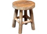 Sgabello In Legno Di Teak Con 4 Gambe - Ca. 22 X 17 Cm - Portafiori Decorativo (Naturale / Medio)