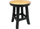 Sgabello In Legno Di Teak Nero Con 4 Gambe - Circa 17 X 15 Cm - Portafiori Decorativo (Nero / Piccolo)