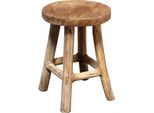 Sgabello In Legno Di Teak Con 4 Gambe - Circa 26 X 20 Cm - Portafiori Decorativo (Naturale / Grande)