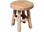 Sgabello In Legno Di Teak Con 4 Gambe - Circa 17 X 15 Cm - Portafiori Decorativo (Naturale / Piccolo)