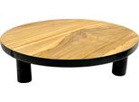 Sgabello Per Fiori In Teak Ø 15 Cm - Sgabello Per Piante In Legno Naturale/Nero (Piccolo)