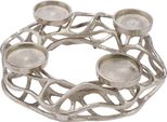 Corona D'avvento In Alluminio Per 4 Candele - Ø 28 Cm - Portacandele In Argento