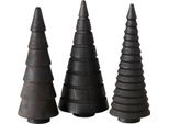 1.05 Alberi Decorativi In Legno Di Pino Nero - Set Di 3 - Abeti 15 Cm