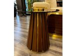 Casa Padrino Luxury Side Table Brown / Gold Ø 50 X H. 60 Cm - Tavolo Rotondo Con Piano In Vetro - Mobili Soggiorno - Mobili Lusso - Mobili Hotel - Collezione Lusso