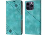 Custodia Per Iphone 15 Pro In Rilievo Custodia A Portafoglio In Pelle Flip Con Funzione Stand Verde