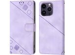 Custodia Per Iphone 15 Pro In Rilievo Custodia A Portafoglio In Pelle Flip Con Funzione Stand Viola