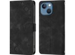 Custodia Per Iphone 15 In Rilievo Custodia A Portafoglio In Pelle Flip Con Funzione Stand Nero