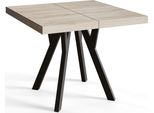 Tavolo Da Pranzo Quadrato Rico, Tavolo Allungabile, Dimensioni: 90-190X90X77 Cm, Tavolo Da Soggiorno Colore: Sonoma, Con Gambe In Legno Di Colore Nero