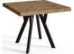 Tavolo Da Pranzo Quadrato Rico, Tavolo Allungabile, Dimensioni: 120-220X120X77 Cm, Tavolo Da Soggiorno Colore: Lefaks, Con Gambe In Legno Di Colore Nero