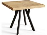 Tavolo Da Pranzo Quadrato Rico, Tavolo Allungabile, Dimensioni: 120-220X120X77 Cm, Tavolo Da Soggiorno Colore: Lancelot, Con Gambe In Legno Di Colore Nero