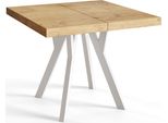 Tavolo Da Pranzo Quadrato Rico, Tavolo Allungabile, Dimensioni: 120-220X120X77 Cm, Tavolo Da Soggiorno Colore: Lancelot, Con Gambe In Legno Di Colore Bianco