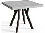 Tavolo Da Pranzo Quadrato Rico, Tavolo Allungabile, Dimensioni: 120-220X120X77 Cm, Tavolo Da Soggiorno Colore: Grafite, Con Gambe In Legno Di Colore Nero