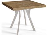 Tavolo Da Pranzo Quadrato Rico, Tavolo Allungabile, Dimensioni: 120-220X120X77 Cm, Tavolo Da Soggiorno Colore: Lefaks, Con Gambe In Legno Di Colore Bianco