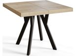 Tavolo Da Pranzo Quadrato Rico, Tavolo Allungabile, Dimensioni: 90-190X90X77 Cm, Tavolo Da Soggiorno Colore: Halifax, Con Gambe In Legno Di Colore Nero