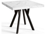 Tavolo Da Pranzo Quadrato Rico, Tavolo Allungabile, Dimensioni: 90-190X90X77 Cm, Tavolo Da Soggiorno Colore: Beige, Con Gambe In Legno Di Colore Nero