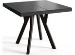 Tavolo Da Pranzo Quadrato Rico, Tavolo Allungabile, Dimensioni: 110-210X110X77 Cm, Tavolo Da Soggiorno Colore: Nero, Con Gambe In Legno Di Colore Nero