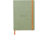 Rhodia 117375C - Taccuino Con Copertina Morbida Rhodiarama Din A5 (14,8X21 Cm), 80 Fogli, Carta Clairefontaine Foderata Avorio 90G Segnalibro, Chiusura Elastica, Copertina In Pelle Finta Celadon, 1 Pezzo
