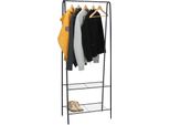Appendiabiti In Metallo Con 2 Ripiani - Circa 152 X 61 X 34 Cm - Colore: Nero